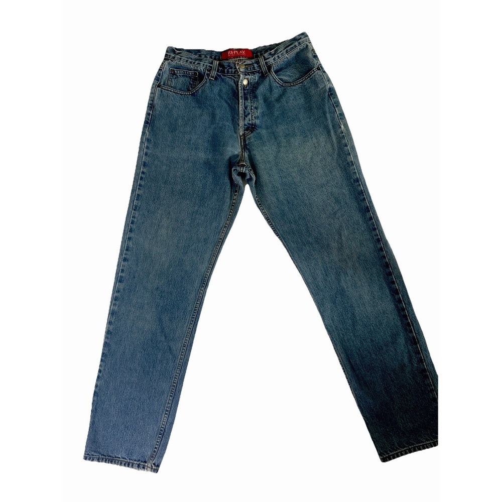 Vintage REPLAY‎ Blue Jeans 34x32 Straight Leg 90s Streetwear Western Y2K Denim